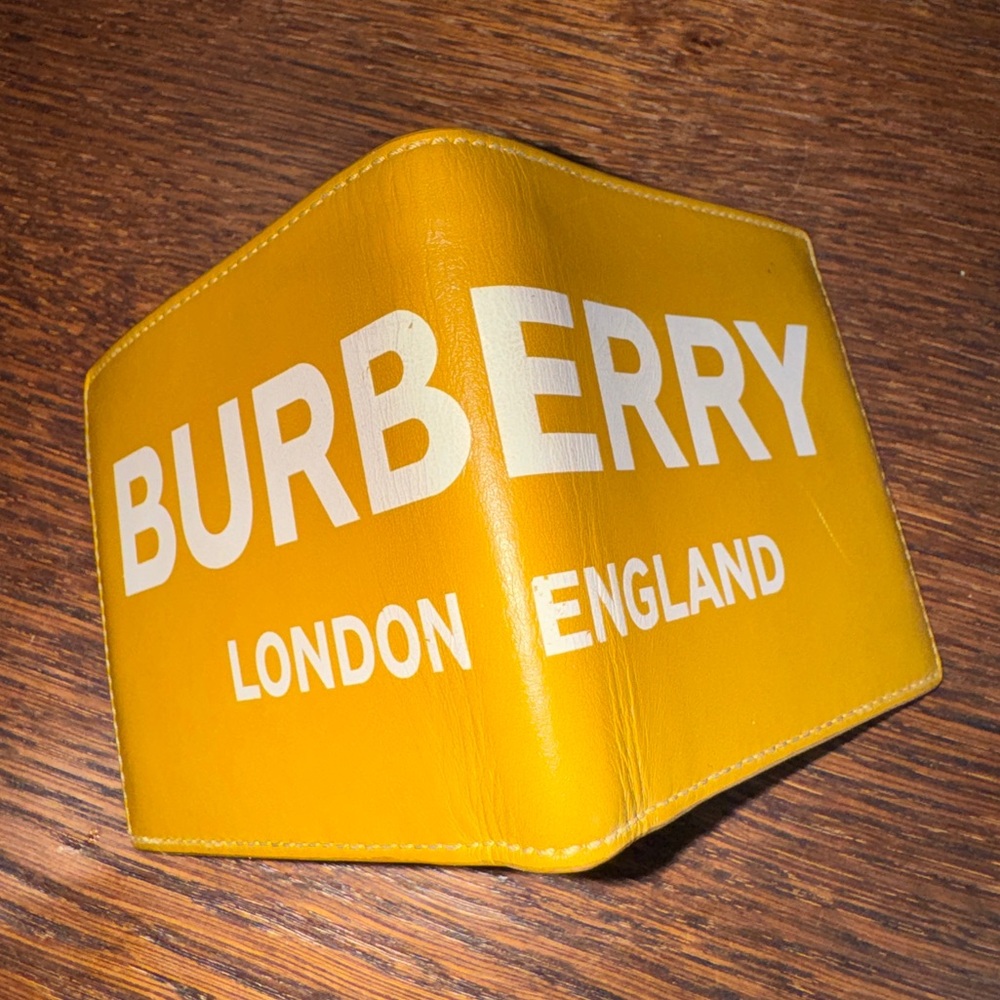 Burberry Ronan Light Copper Orange Printed Smooth Leather Logo Bifold Wallet